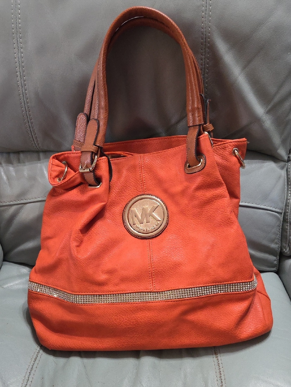 Michael Kors Orange Leather Tote Bag